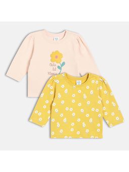 MINI KLUB - Cotton Full Sleeves Floral Printed Knit Tops (Pack of 2)
