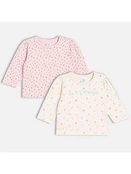 MINI KLUB - Cotton Full Sleeves Floral Printed Knit Tops (Pack of 2)