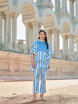 Yufta - Blue Printed Casual Co-Ord Set