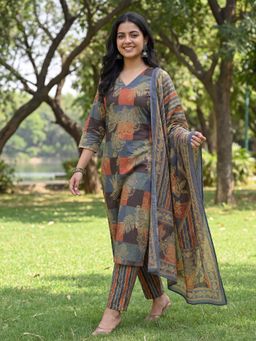 Yufta - Multi-Color Printed Festive Kurta Pant with Dupatta