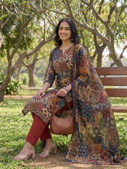 Yufta - Multi-Color Printed Festive Kurta Pant with Dupatta
