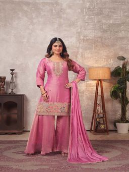BC Balaji Creation - Pink Embellished Sequined Festive Palazzo set