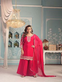 BC Balaji Creation - Pink Thread Work Festive Kurta Sharara