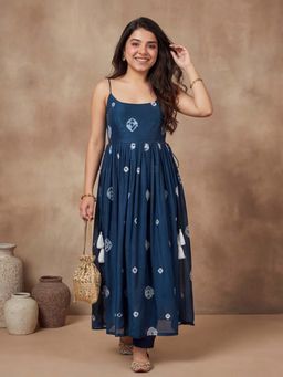 Lush Glam - Teal Printed Festive Kurta Pant