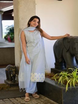 Vastara TheLabel - Blue Plain Festive Kurta Salwar with Dupatta