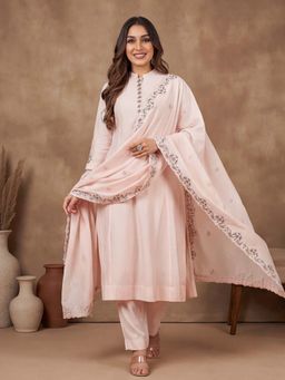Lush Glam - Pink Embroidered Festive Kurta Pant with Dupatta