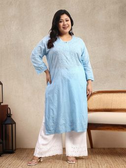 SYRISH - Blue Chikankari Festive Kurta