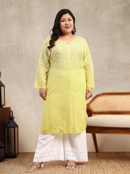 SYRISH - Yellow Chikankari Festive Kurta