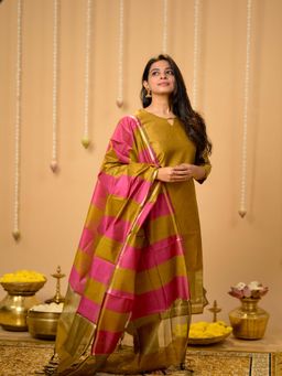 Vastara TheLabel - Gold Woven Festive Kurta Salwar with Dupatta