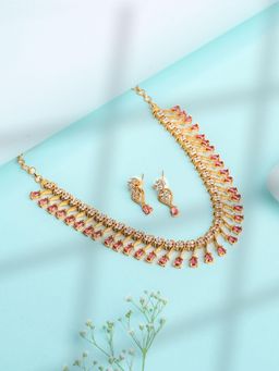 Vosgi - Ruby Floral Tennis Necklace and Earrings