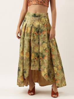 ASMI By Mayank Modi - Green Chanderi High Low Skirt