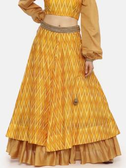 ASMI By Mayank Modi - Ikat Yellow Layered Skirt