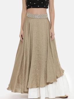 ASMI By Mayank Modi - Ivory Silk Flaired Skirt