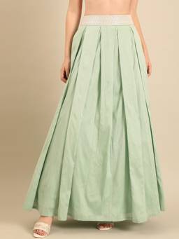 ASMI By Mayank Modi - Green Cotton Silk Skirt