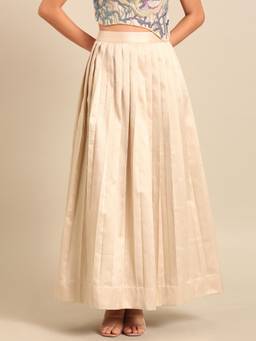 ASMI By Mayank Modi - Beige Bemberg Silk Pleated Skirt