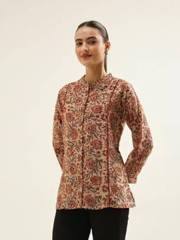 Jaipuri Banno - Beige Chanderi Tops