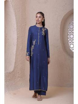 Label Niti Bothra - Rangrez Blue Phool Kurta with Pants