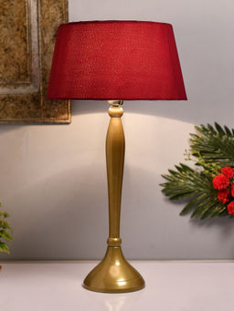 Homesake - Ovoid Gold Lamp With Red Shade