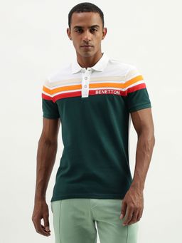 United Colors of Benetton - Regular Fit Polo Collar Printed T-Shirt-Multi-Color
