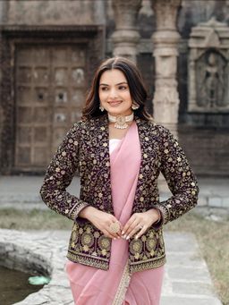 NEOFAA - The Imperial : Lavish Velvet Luxurious Gold Thread Work Jacket