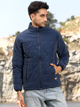 Campus Sutra - Mens Navy Blue Parachute Puffer Jacket