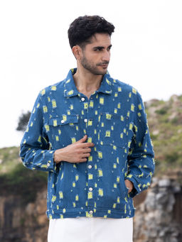 Campus Sutra - Mens Blue Heavy Distressed Denim Jacket