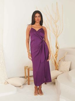 Urban Suburban - Purple Satin Wrap Maxi Dress