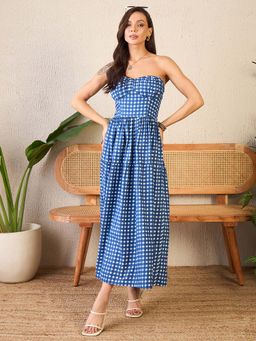 Uptownie - Corset Style Cotton Poplin Maxi Dress