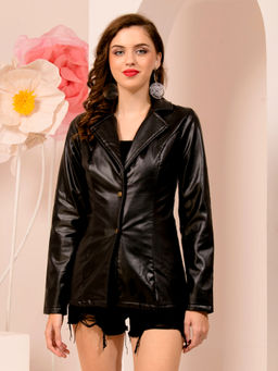 Tandul - Black Powerful Bossy Look Leather Jacket