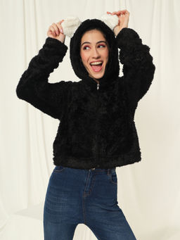 Tandul - Black Polyester Hoodie