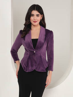 Tandul - Exquisite Purple Velvet Blazer
