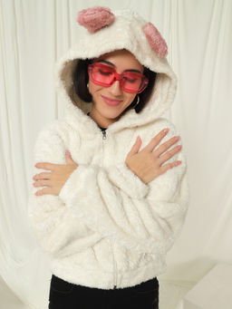 Tandul - White Polyester Hoodie