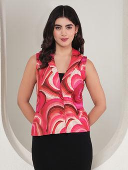 Tandul - Stylish Sleeveless Vibrant Pink Jacket