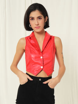 Tandul - Red Solid Waist Coat