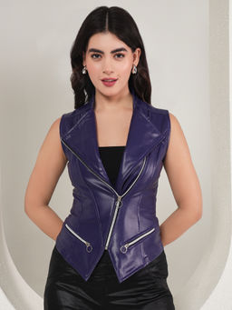 Tandul - Stylish Purple Leather Waist Coat