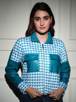 Tandul - Stylish Blue Leather Jacket