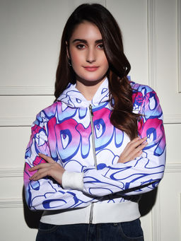 Tandul - White Exquisite Typography Printed Hoodie