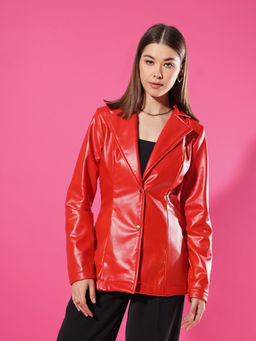Tandul - Striking Red Leather Blazer