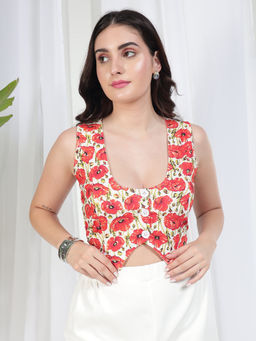 Tandul - Multi-Color Floral Printed Waist Coat