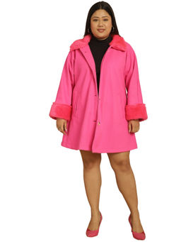 theRebelinme - Pink Spread Collar Single-Breasted Overcoat