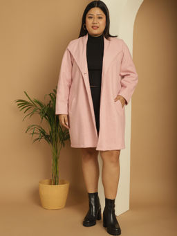 theRebelinme - Peach Plus Size Shawl Collar Single-Breasted Overcoat