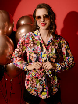 Tandul - Multi-Color Powerful Bossy Look Coat with Belt