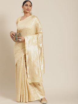 Odette - Cream Elegant Cotton Woven Saree With Unstitched Blouse