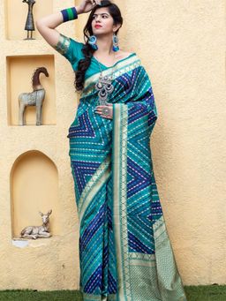 Odette - Gorgeous Woven Blue Banarasi Silk Saree With Unstitched Blouse