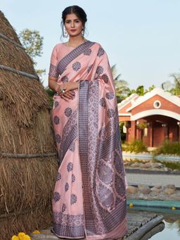 Odette - Stunning Woven Light Pink Banarasi Silk Saree With Unstitched Blouse