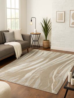 OBSESSIONS - Beige Abstract Polyester Carpet ideal for Living room and Bedroom