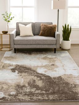 OBSESSIONS - Beige Abstract Polyester Carpet ideal for Living room and Bedroom