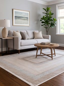 OBSESSIONS - Beige Geometric Polyester Carpet ideal for Living room and Bedroom