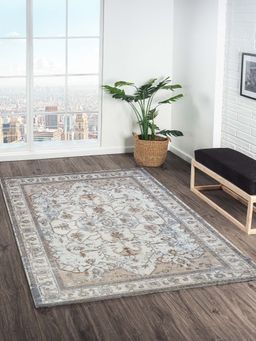 OBSESSIONS - Beige Ethnic Polyester Carpet ideal for Living room and Bedroom