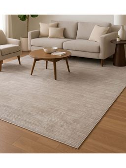 OBSESSIONS - Beige Abstract Polyester Carpet ideal for Living room and Bedroom